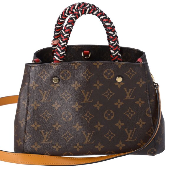 Louis Vuitton Montaigne BB Monogram Handbag M44671 Red Braided Handles - Picture 4 of 8